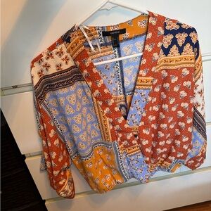 Forever 21 Multicolor Bohemian Blouse Size Small